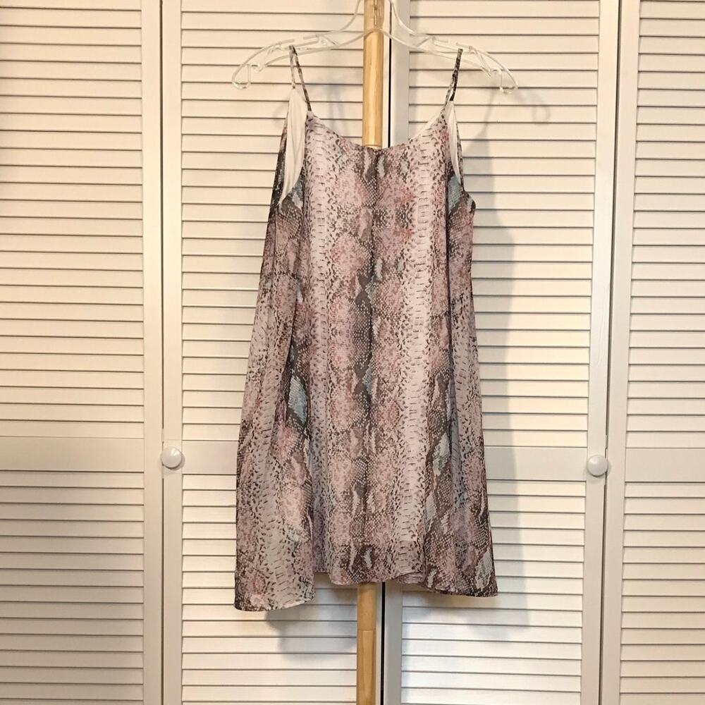 Peach Love California Boho Snakeskin Print Mini Lined Slip Dress